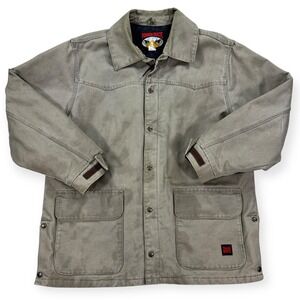 Vintage Tough Duck Barn Coat Men's XL Gray Duck Canvas Quilted Lined